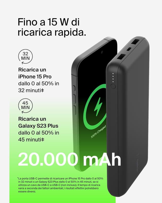 Thumbnail 3 de Belkin Caricabatterie portatile USB-C 20K 3 porte