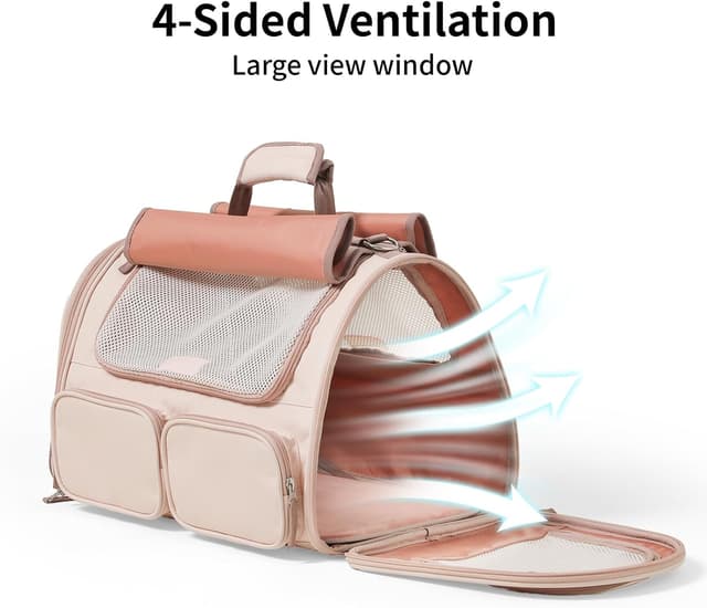 Detalle de FUKUMARU Cat Carrier under 6.8 kg, pink 🐱