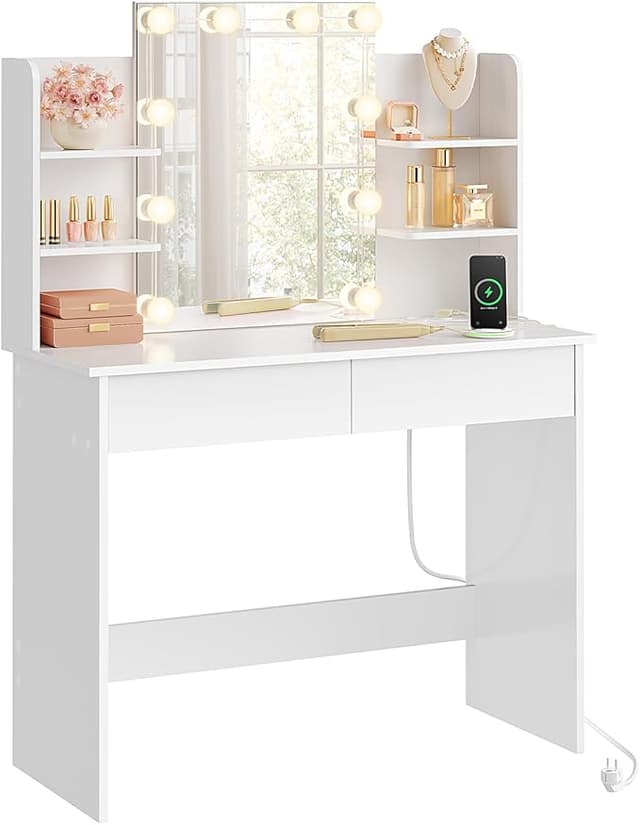 Detalle de WOLTU Tocador de Maquillaje con Luz y Espejo 💄
