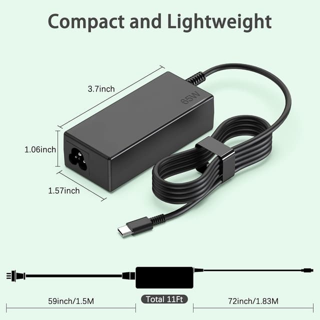 Detalle 2 de heesky 65W USB-C Chromebook Charger (Type C) for HP, Acer, ASUS, Dell, Lenovo, Samsung, and Google Laptops