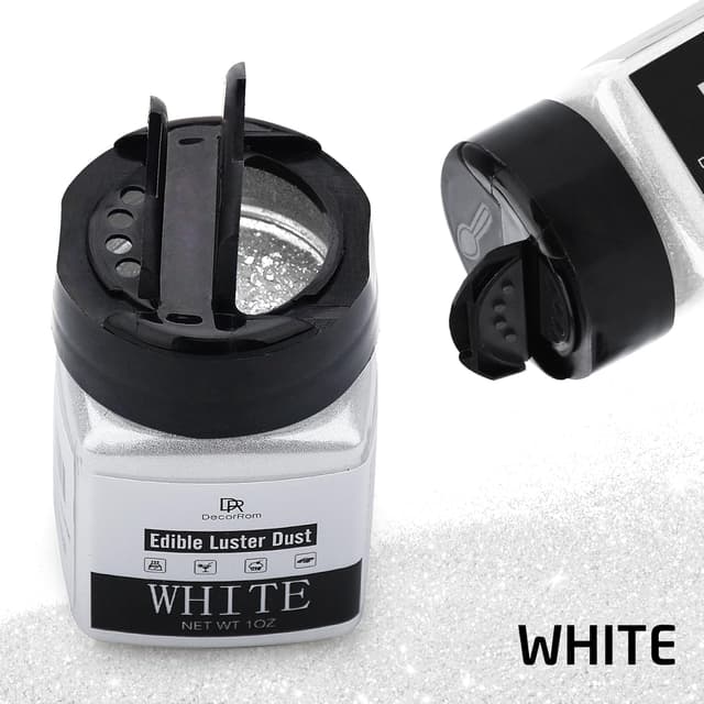 Detalle de Essbarer Glitzer – 30 g essbarer Glitzerstaub (Weiß) für Torten, Getränke & Gebäck