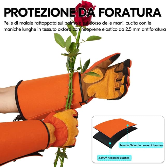 Detalle de Guanti da giardinaggio antispine lunghi Vgo... con touchscreen per potatura e orto