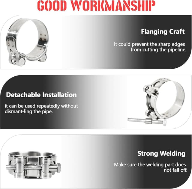 Thumbnail 5 de Motorrad Auspuffschellen 2 Stück Edelstahl 44–47mm