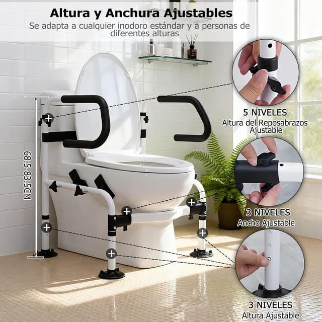 Thumbnail 3 de NJUN Apoyabrazos WC Ajustable y Estable 150 kg