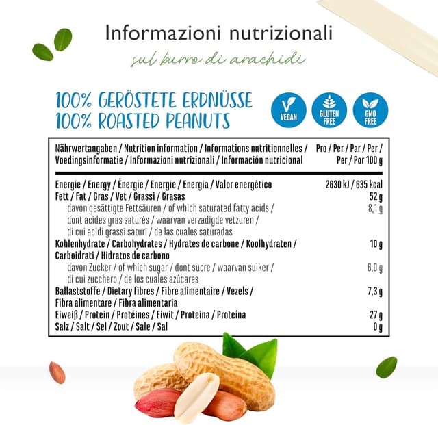 Detalle de Vit4ever Burro di Arachidi Liscio Naturale 1 kg – senza additivi, senza sale aggiunto, vegan