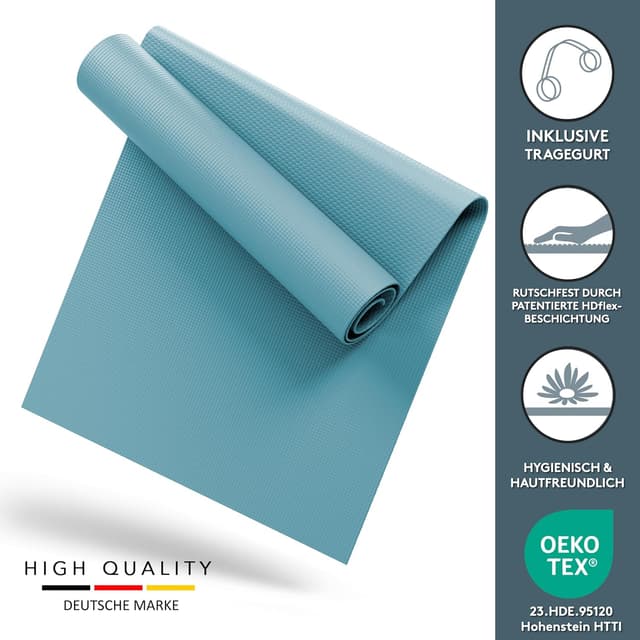 Detalle de LILENO SPORTS Yoga Matte 180 x 60 cm (inkl. Tragegurt) – extra rutschfest, 4 mm