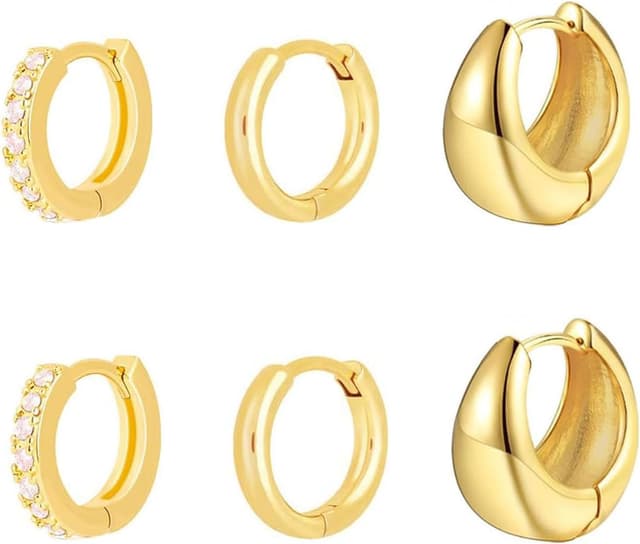 Detalle de BVLAGIDA – 3 paires de boucles d’oreilles femme plaquées or 14K, hypoallergéniques