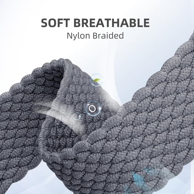 Detalle de Oielai braided nylon Apple Watch strap with adjustable magnetic clasp (40/41/42/44/45/46/49mm compatible)