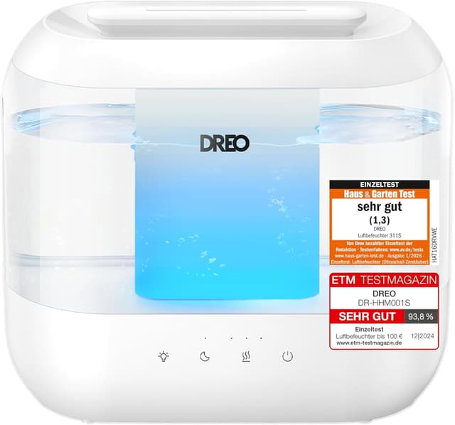 Detalle de Dreo 4L Luftbefeuchter mit Diffusor und Nachtlicht 💧