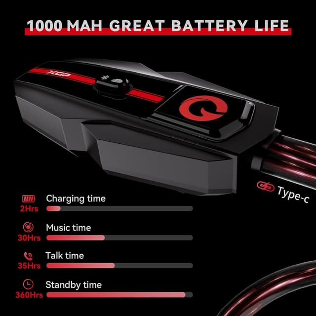 Detalle de XGP Bluetooth Motorcycle Helmet Headset Intercom (Bluetooth 5.4), IP67 Waterproof, 2 Riders Music Sharing, 2-Pack