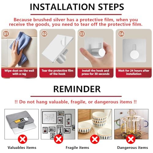 Thumbnail 4 de Z-TIISON Adhesive Towel Hook 8-Pack for Bathroom 🪝