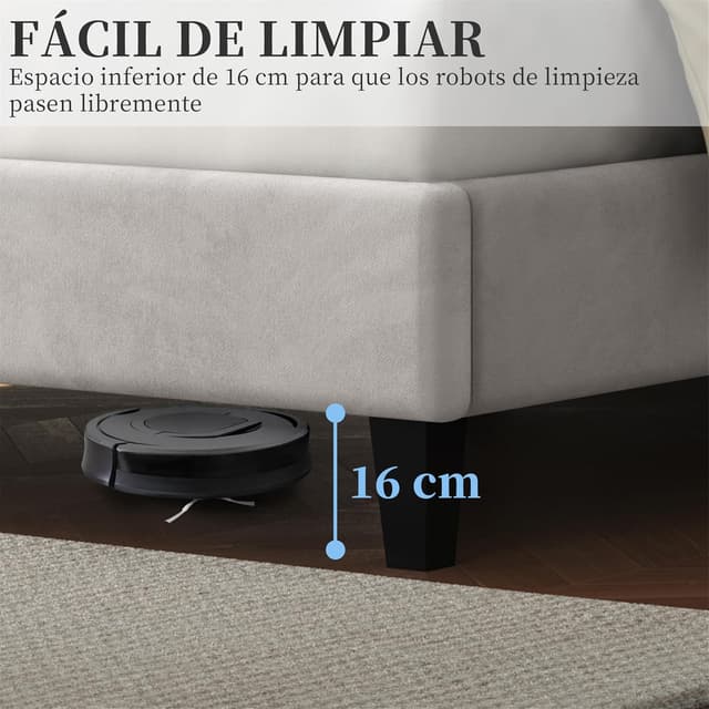 Thumbnail 4 de Yaheetech Cama Tapizada 140 × 200