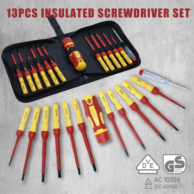 Detalle de Set Cacciaviti Elettricista CCLIFE da 13 pezzi VDE 1000 V con punte magnetiche intercambiabili
