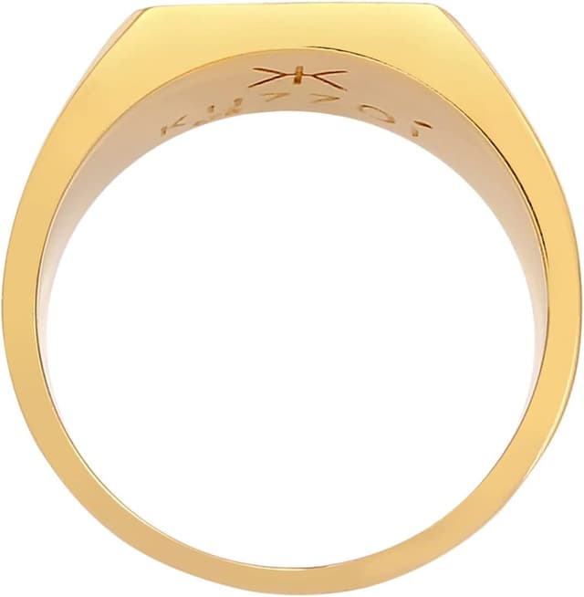 Detalle de Kuzzoi Chevalière pour homme en argent sterling 925 plaqué or, motif étoile et émail noir