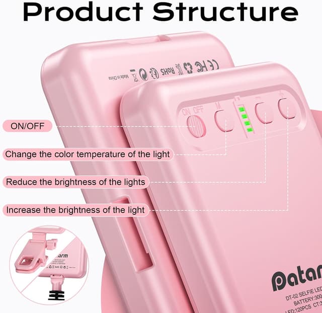 Thumbnail 3 de Datarm Clip LED Licht Rosa für Selfies