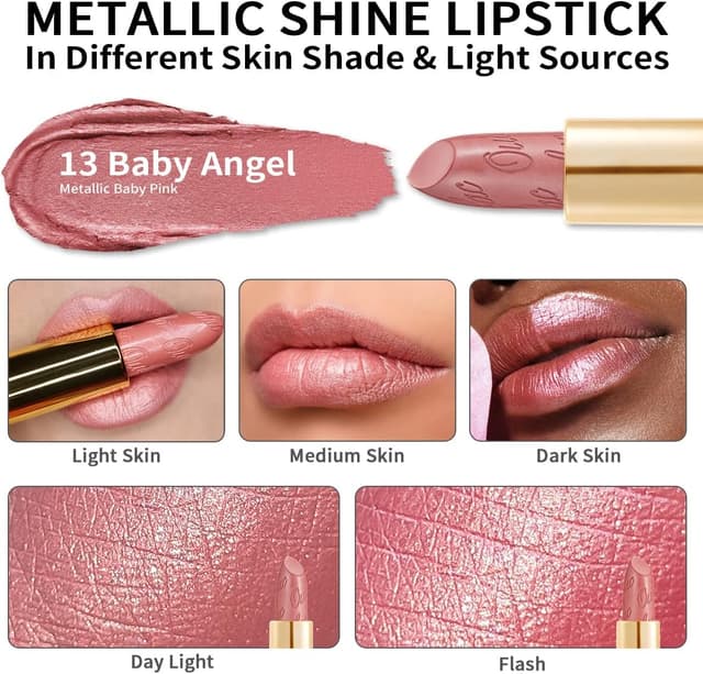 Detalle 2 de Oulac Rossetto Metallizzato Lucido Rosa 3D “13 Baby Angel” – rossetto glitter senza profumo, vegan