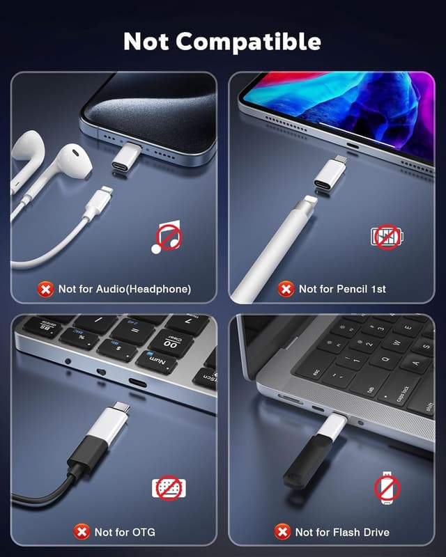 Detalle 2 de MoKo Lightning to USB-C Adapter 2 Pack (Charging & Data Sync Only, White) — USB-C to Lightning for iPhone/iPad & USB-C Devices