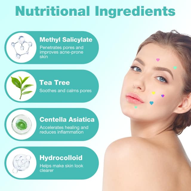 Detalle de BUTBU Herz Akne-Patch (Hydrokolloid) – 200 Stück, wasserdicht & atmungsaktiv, Tag & Nacht 2-in-1