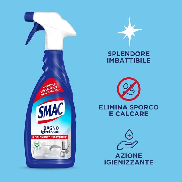 Detalle de Smac Bagno Igienizzante spray multisuperficie con azione anticalcare Zero Aloni, 650 ml (12 pezzi)