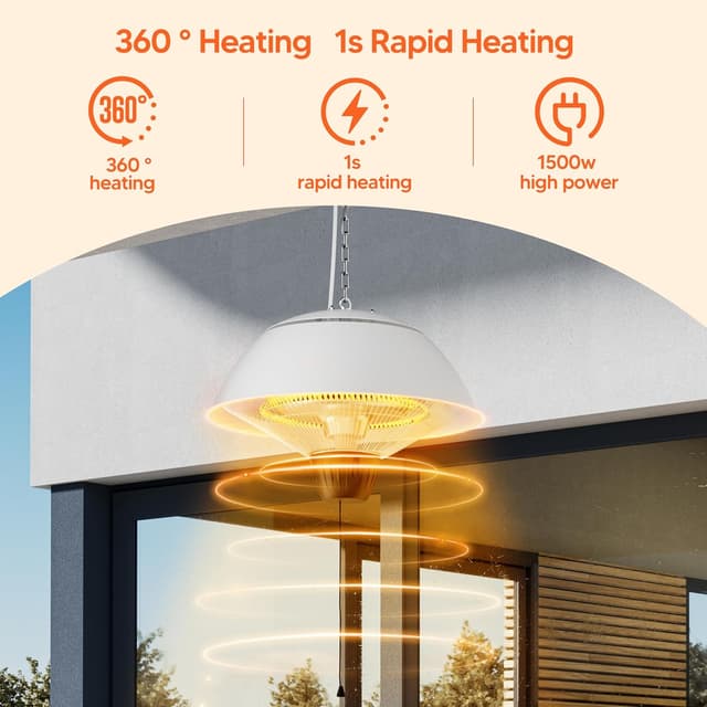 Thumbnail 4 de 1500W Hanging Electric Outdoor Heater for Patio