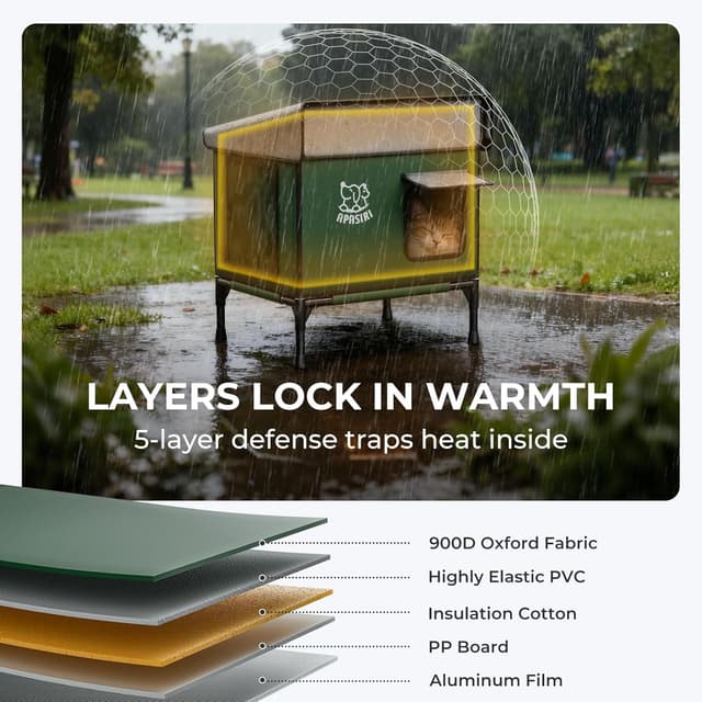 Thumbnail 2 de Apasiri Outdoor Heated Cat House with Insulation 🐱
