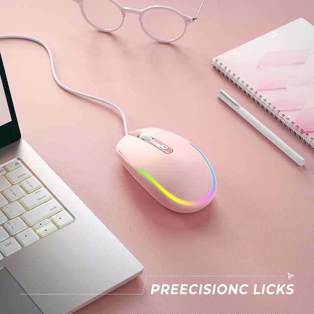 Thumbnail 6 de Seenda wired mouse 1600 DPI RGB in pink