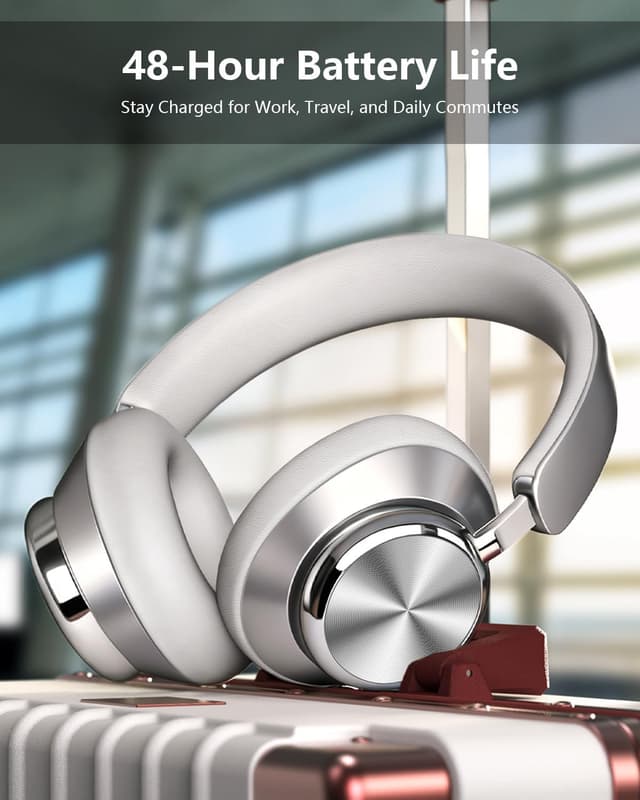 Thumbnail 6 de Wentronic Y03 Bluetooth over-ear headphones with Active Noise Cancelling and up to 48 hours playtime (Silver)