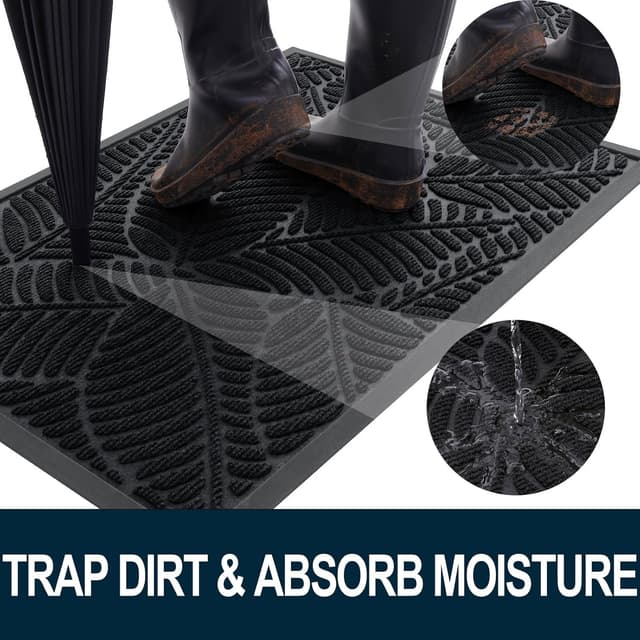 Detalle de Colorxy Waterproof Doormat (30''x17'') Natural Rubber Non-Slip Low-Profile Indoor Outdoor Door Mat