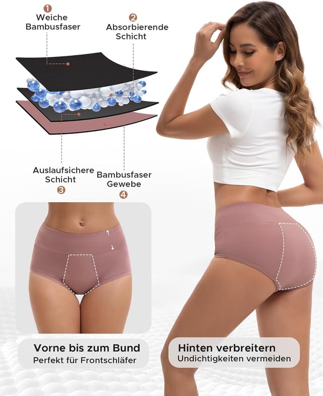 Detalle de Culotte menstruelle INNERSY Flux trois (lot de 3) bambou lavable – flux abondant