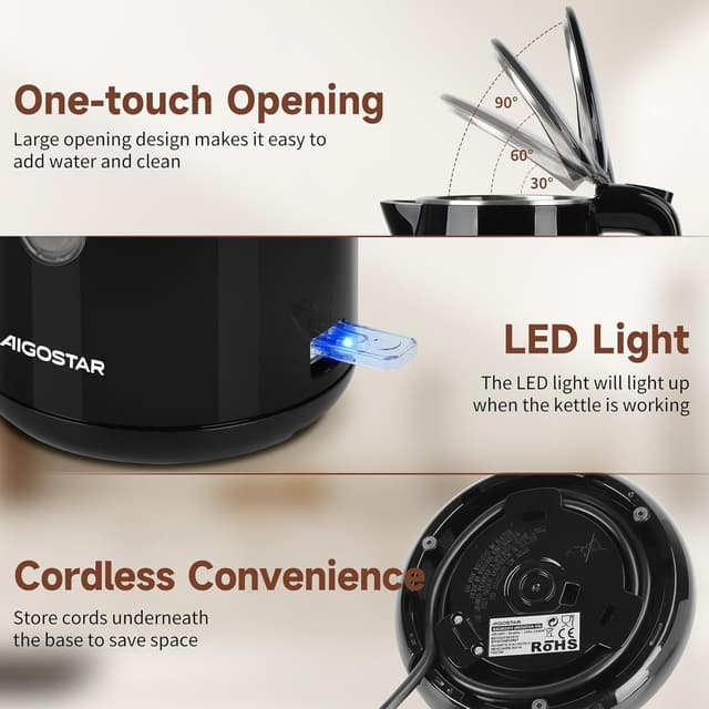 Thumbnail 7 de Aigostar Lydian ☕ Hervidor de agua eléctrico, 1,7L, acero inoxidable