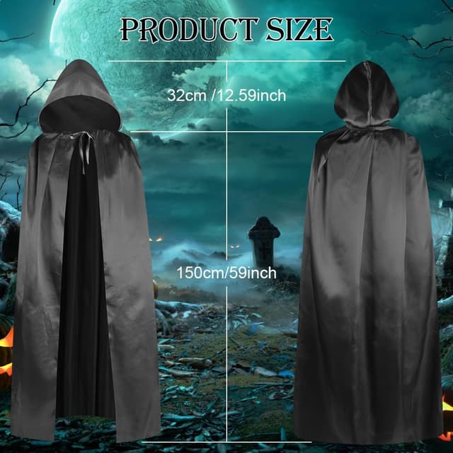 Detalle de Aomig Capa Negra Con Capucha 150 cm