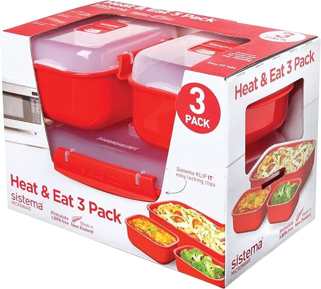 Detalle de Fiambreras Heat & Eat Apilables con Tapas Herméticas 🍱 (3 pzas)