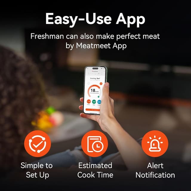 Detalle de Meatmeet Pro WiFi & Bluetooth Wireless Meat Thermometer with App Monitoring, Timer and Alarm (IP67 Waterproof)
