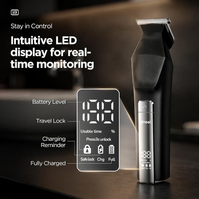 Detalle de Yineel HC600 Beard Trimmer: All-in-One Grooming Kit 📏🪒