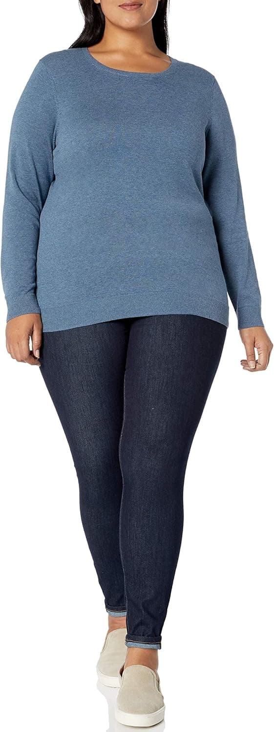 Detalle 2 de Leichter Damen-Pullover mit Rundhalsausschnitt von Amazon Essentials (langarm, bequeme enge Passform)