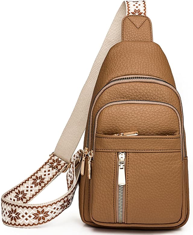 Detalle de Farcauo Brusttasche für Damen & Herren – Crossbody-/Slingbag mit langen Trägern, wasserabweisend & mit Reißverschlussfächern