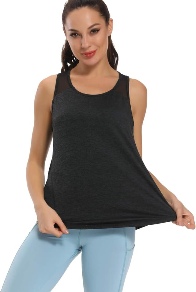 Detalle 2 de Dawnrole Women’s Workout Tank Tops – Polyester & Spandex Gym, Yoga and Running Sleeveless Shirt