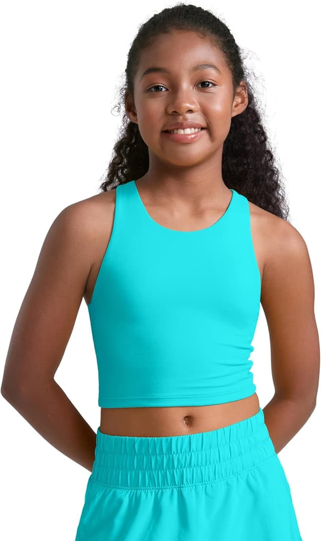 Detalle de CRZ YOGA Girls Butterluxe Racerback Tank Top (double lined) – breathable cropped athletic dance vest