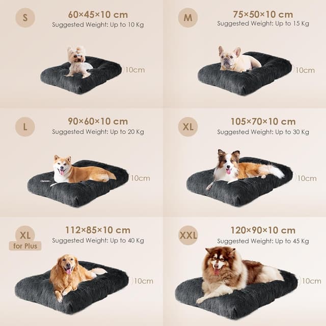 Detalle 2 de EHEYCIGA Fluffy Dog Crate Bed (Large) – Calming anti-anxiety washable crate mattress, dark grey, 90x60x9cm