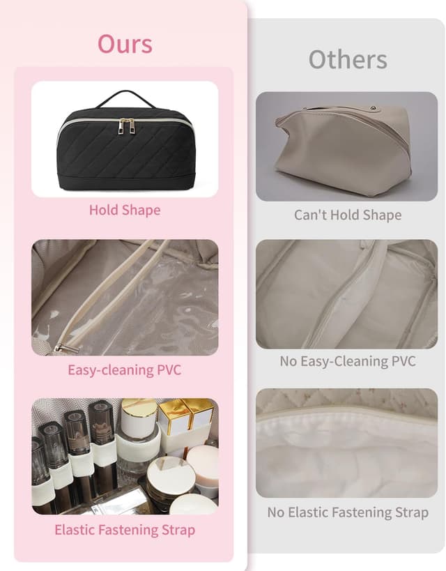 Thumbnail 6 de Travel Makeup Bag Large Capacity with Clear Divider