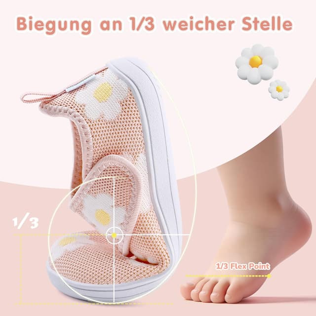 Detalle de IceUnicorn Baby Barfußschuhe als Lauflernschuhe – breite Zehenführung, rutschfeste Sohle