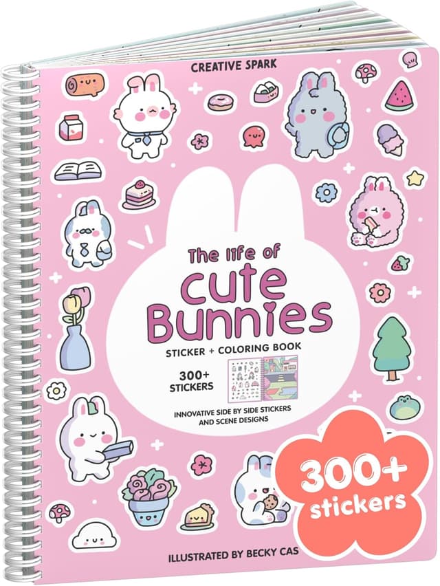 Detalle de Life of Cute Bunnies 300+ Kids Sticker Book by Cupkin (Toddler Airplane Travel Easter Activity Book)