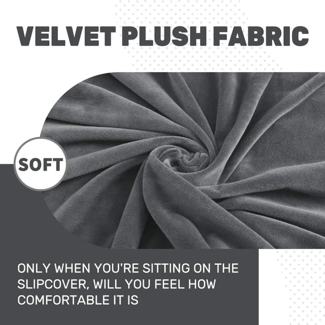 Detalle 2 de XINEAGE Velvet 3-seater sofa cover, grey 🛋