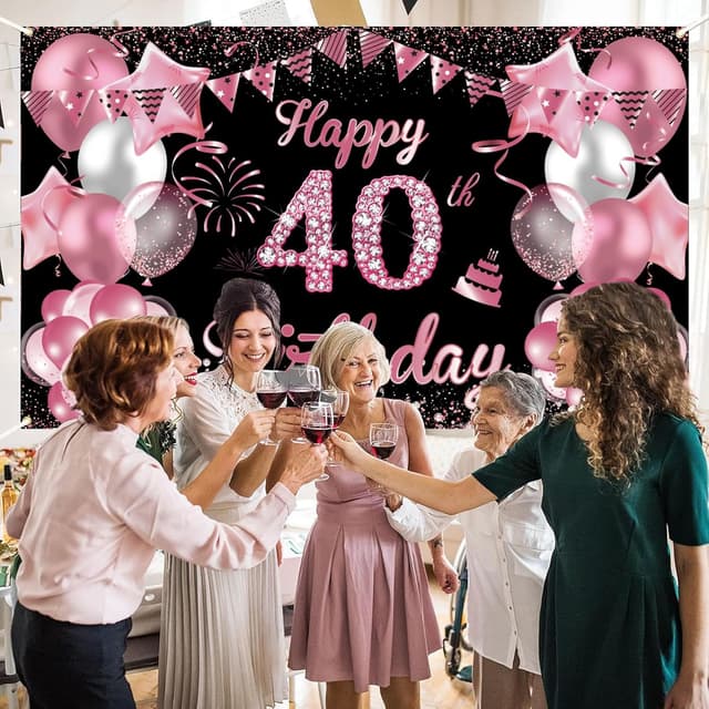 Detalle 2 de Waylipun Happy 40th Birthday Banner 110×180 cm 🎉