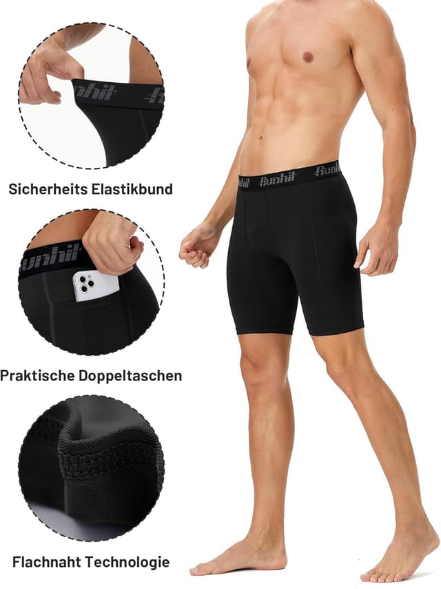 Detalle de Runhit Herren Kompressionsshorts 1 oder 2er Pack