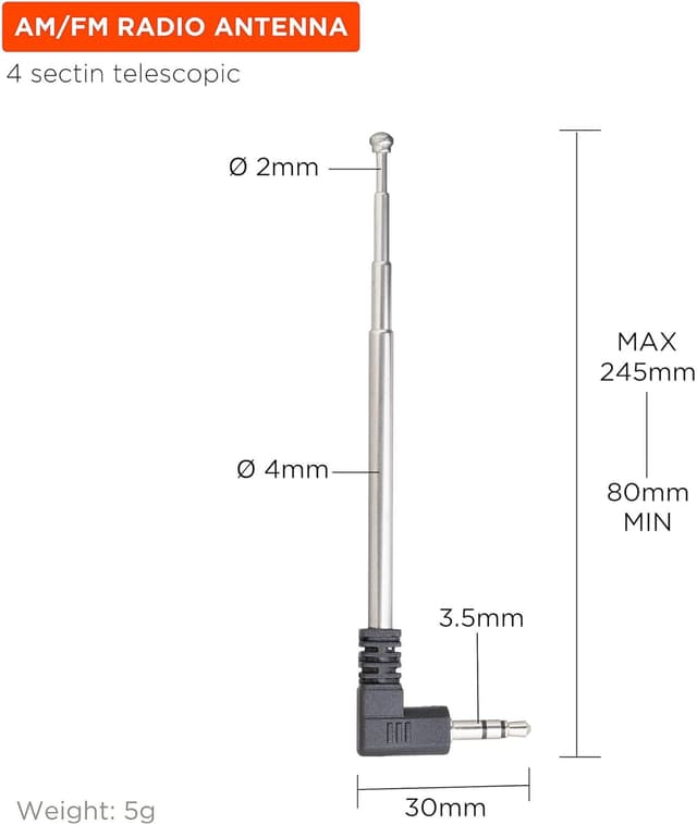 Detalle 2 de Telescopic AM/FM antenna up to 9.6 inches