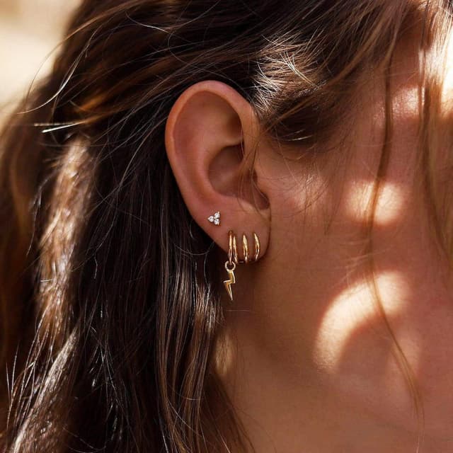 Detalle de MASOP Ohrstecker Silber Gold Rosegold Set (Silber 925, Zirkonia) – 3 Paar mit 3 / 4 / 5 mm