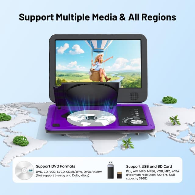 Thumbnail 1 de ieGeek 12.5" Portable DVD Player, 5 hrs 📀