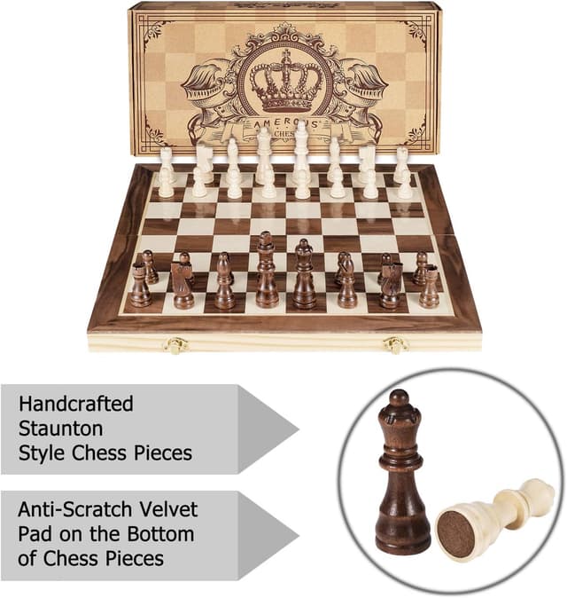 Thumbnail 4 de AMEROUS 15 Inches Magnetic Wooden Chess Set 🎲
