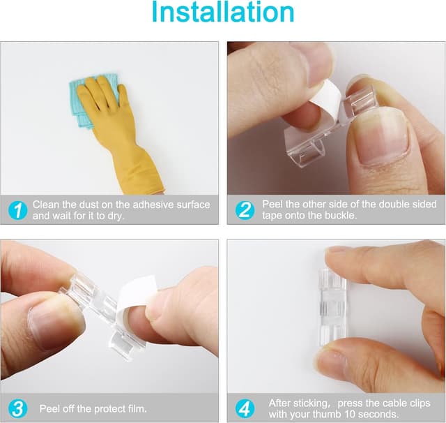 Thumbnail 3 de VIPMOON 70 Pcs self-adhesive cable clips